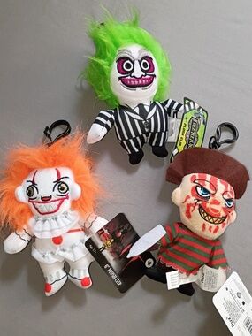 3- Freddy BEETLEJUICE Pennywise IT Halloween 6" Plush Accessory Clip Bag Charm
